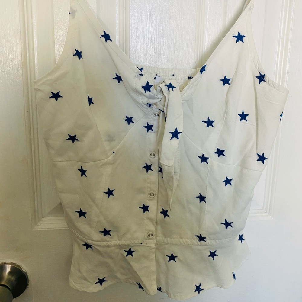 White Tank Top with Blue Stars
